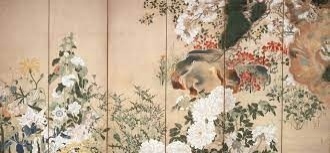 渡辺始興《四季花木図屏風（右隻）》江戸時代 重要美術品 畠山記念館蔵
